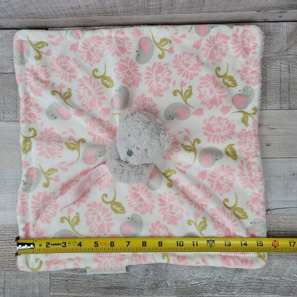 Bear Plush Baby Lovey Pink Floral Blankets & Beyond Security Blanket Paci Strap - Picture 8 of 9